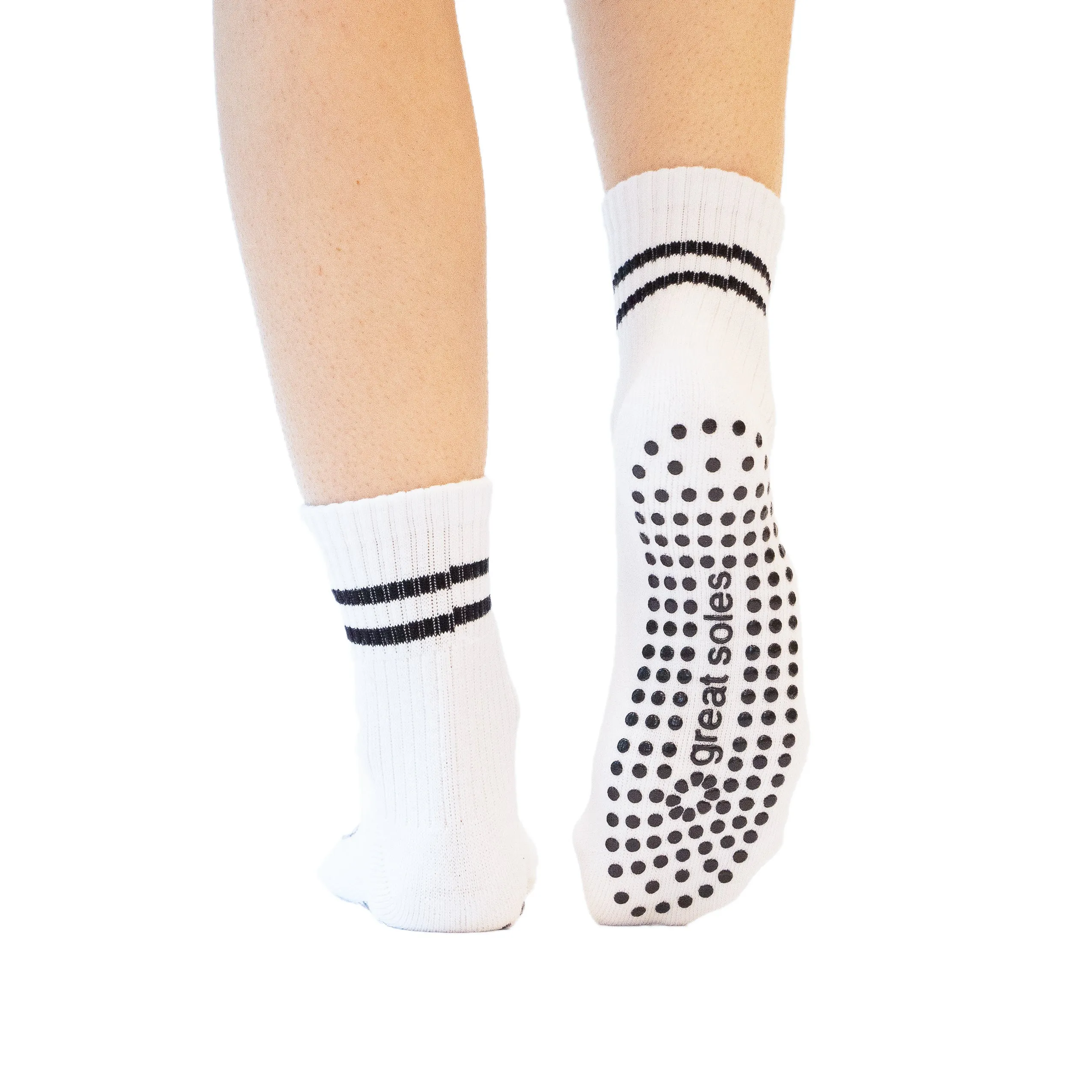 Greer Boyfriend Crew Grip Sock  White/Black