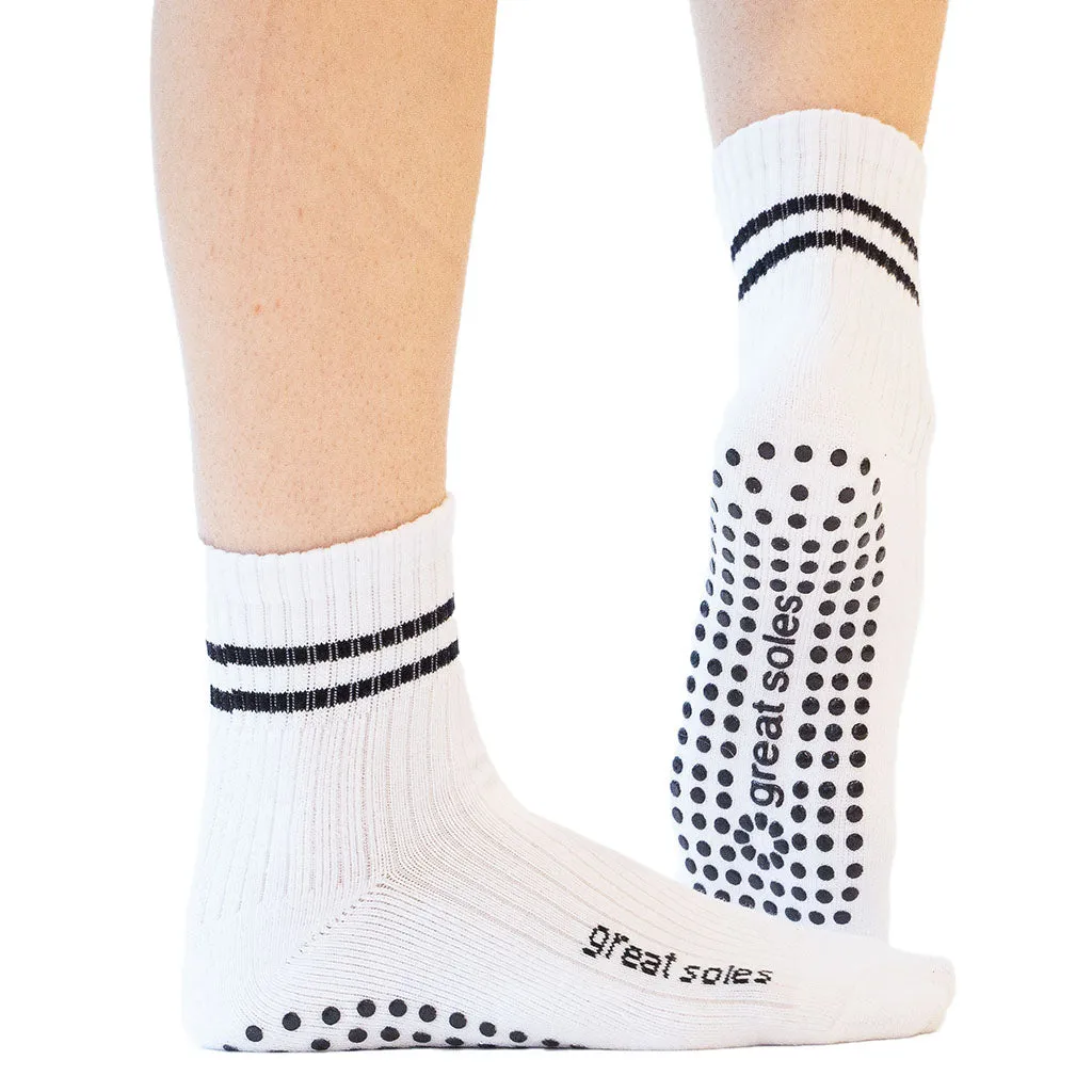 Greer Boyfriend Crew Grip Sock  White/Black