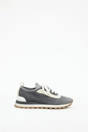 Grey & Silver Knit Sock Sneaker