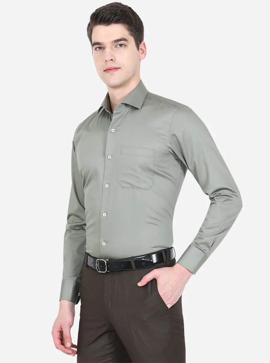 Grey Solid Slim Fit Formal Shirt | Metal