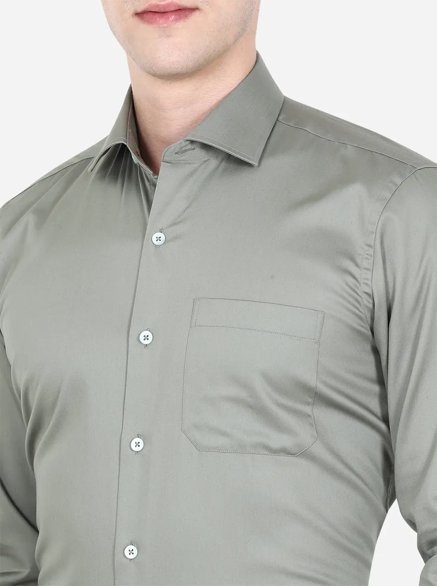 Grey Solid Slim Fit Formal Shirt | Metal