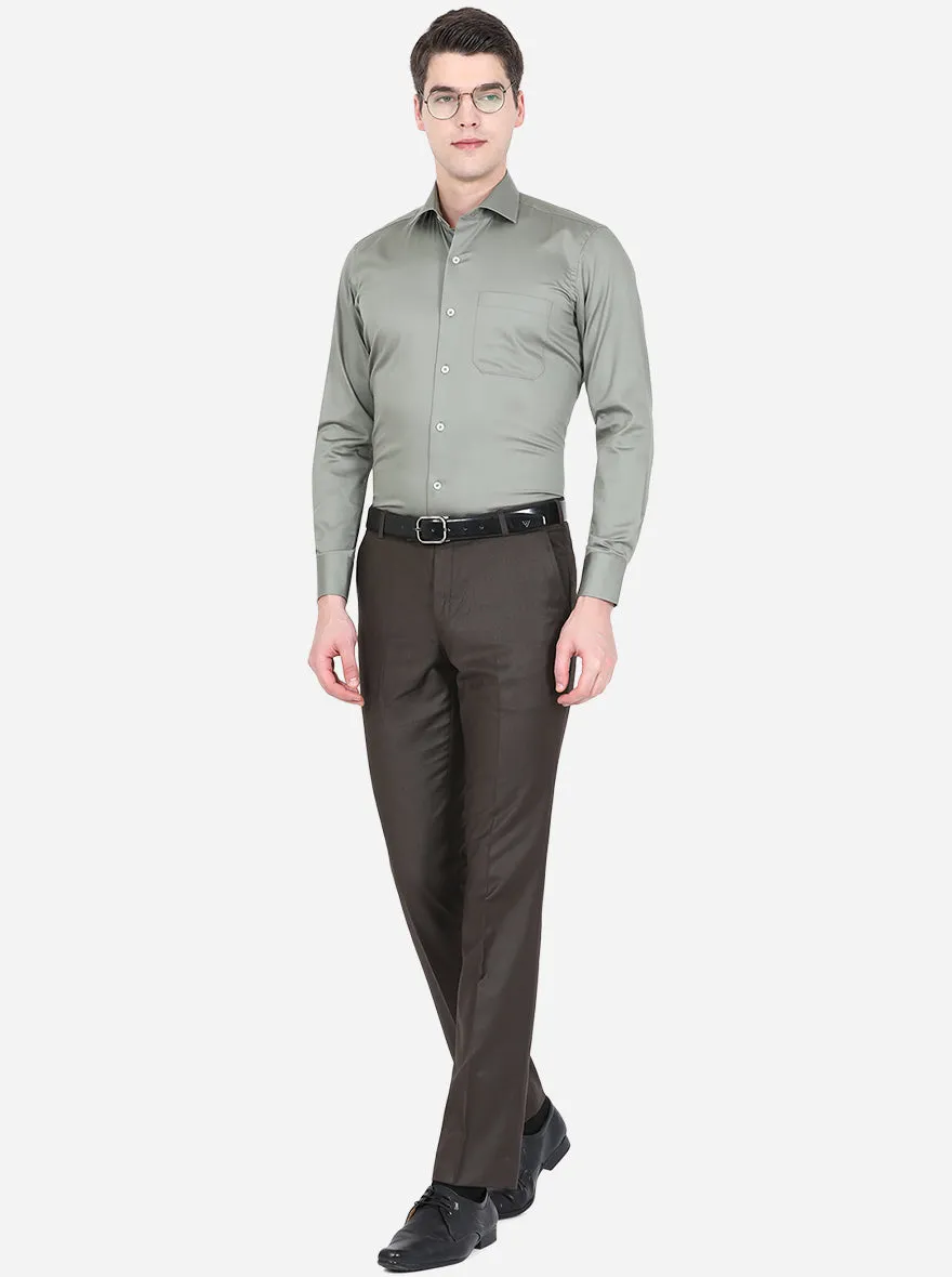 Grey Solid Slim Fit Formal Shirt | Metal