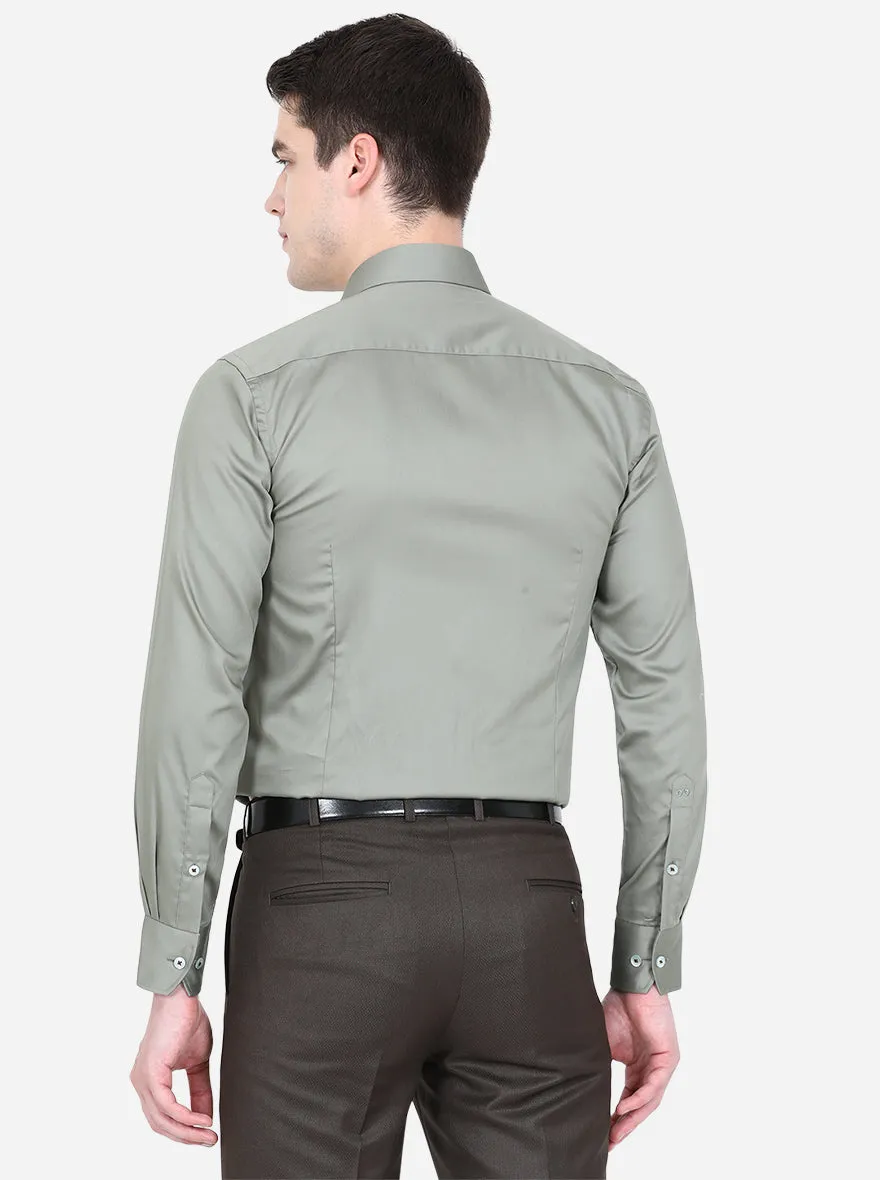 Grey Solid Slim Fit Formal Shirt | Metal