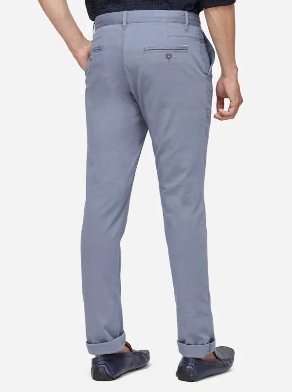 Grey Solid Super Slim Fit Casaul Trouser | Greenfibre