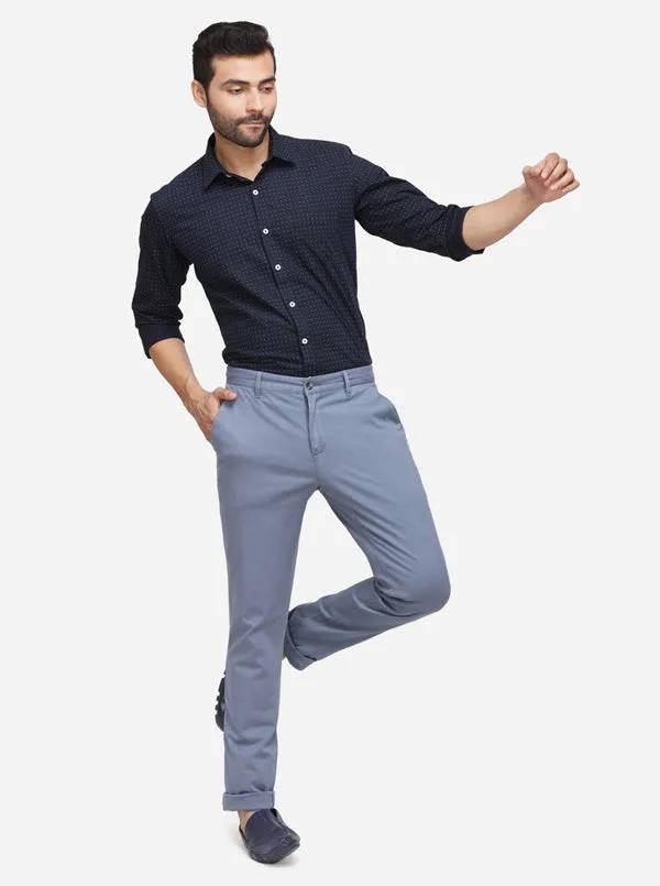 Grey Solid Super Slim Fit Casaul Trouser | Greenfibre