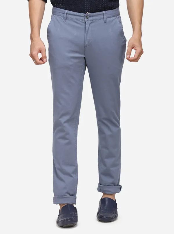 Grey Solid Super Slim Fit Casaul Trouser | Greenfibre