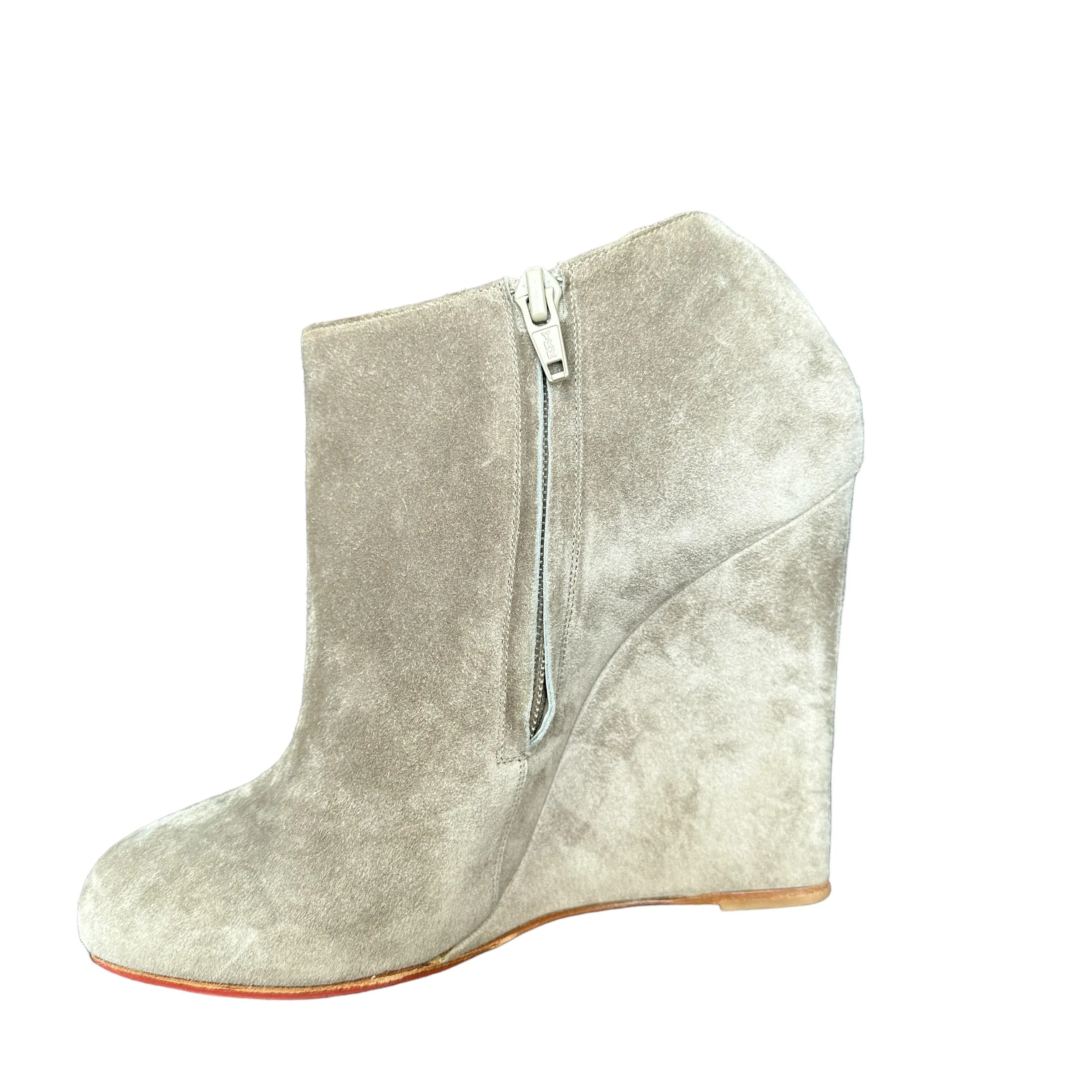 Grey Suede Heeled Booties - 8.5