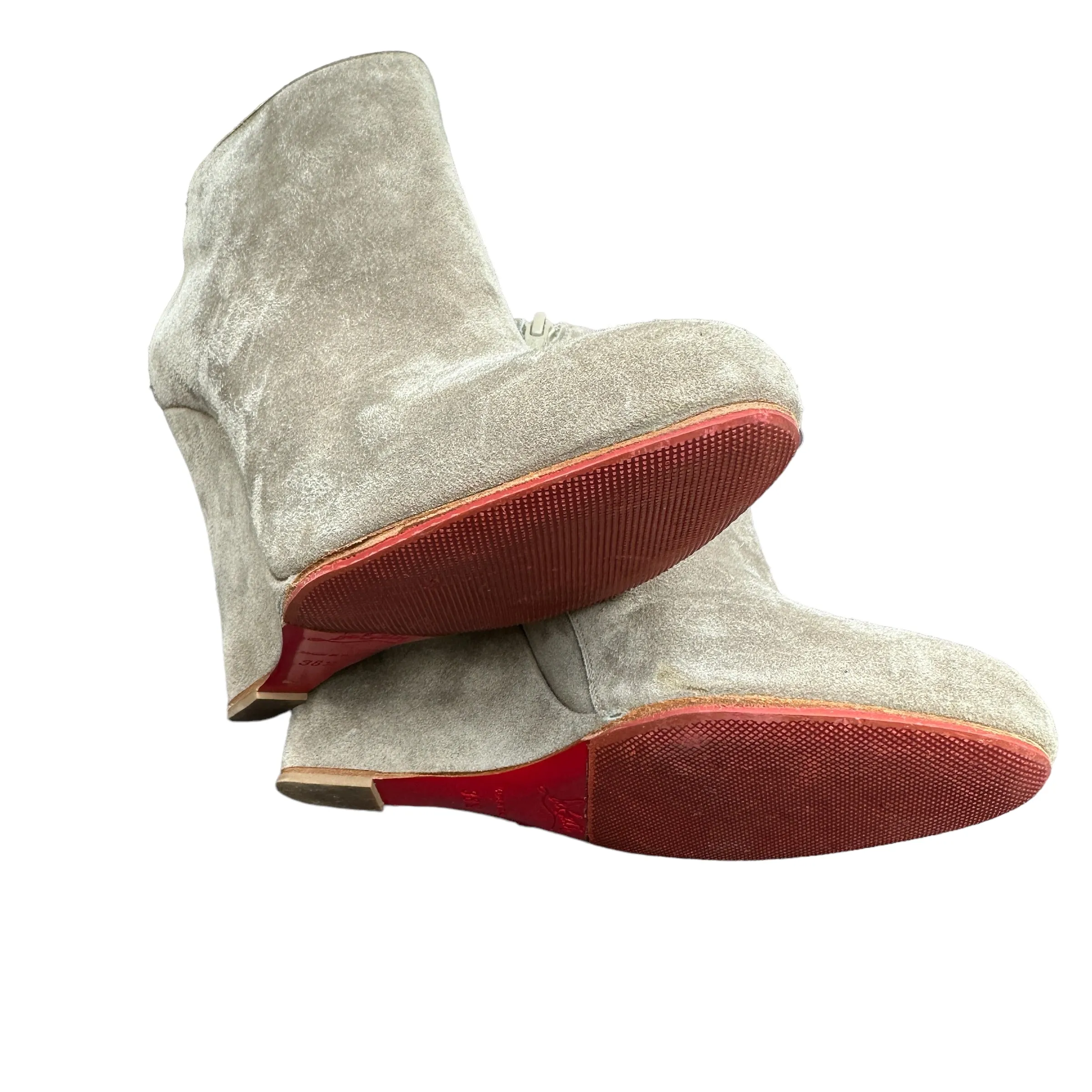 Grey Suede Heeled Booties - 8.5