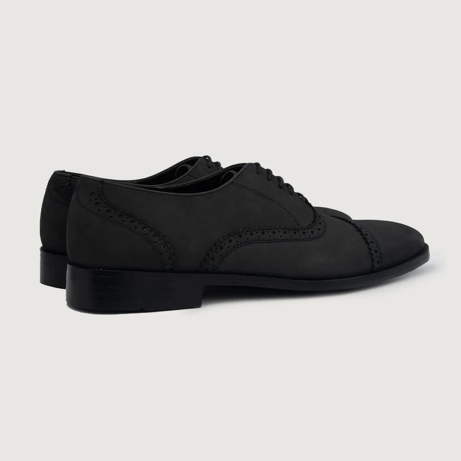 Greyson Brogues Oxford Black Nubuck Leather Shoes