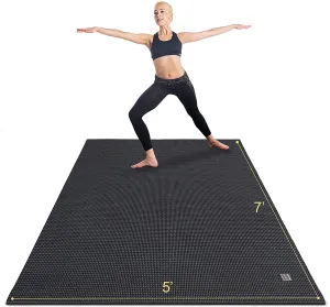 Gxmmat Large Yoga Mat Non-Slip 7'x5'x9mm, Thick Workout Mats for Home Gym Flooring, Extra Wide Exercise Mat for Men and Women Without Shoes, Non-Toxic Memory Foam, Comfortable for Stretching, Cardio