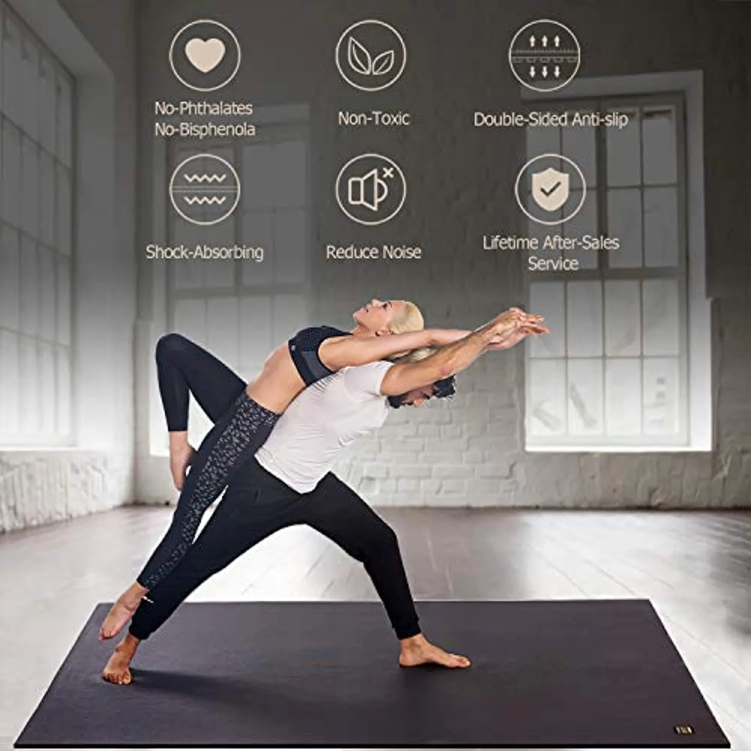 Gxmmat Large Yoga Mat Non-Slip 7'x5'x9mm, Thick Workout Mats for Home Gym Flooring, Extra Wide Exercise Mat for Men and Women Without Shoes, Non-Toxic Memory Foam, Comfortable for Stretching, Cardio