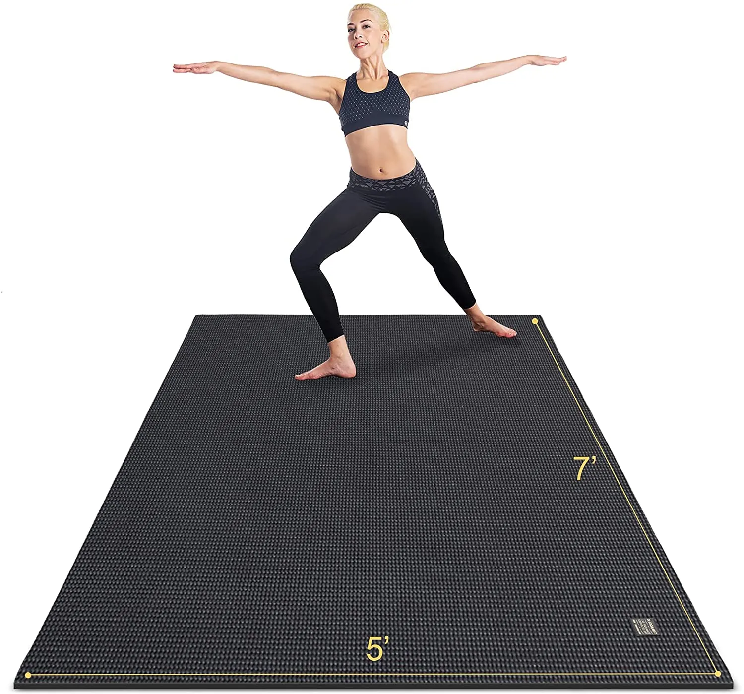 Gxmmat Large Yoga Mat Non-Slip 7'x5'x9mm, Thick Workout Mats for Home Gym Flooring, Extra Wide Exercise Mat for Men and Women Without Shoes, Non-Toxic Memory Foam, Comfortable for Stretching, Cardio