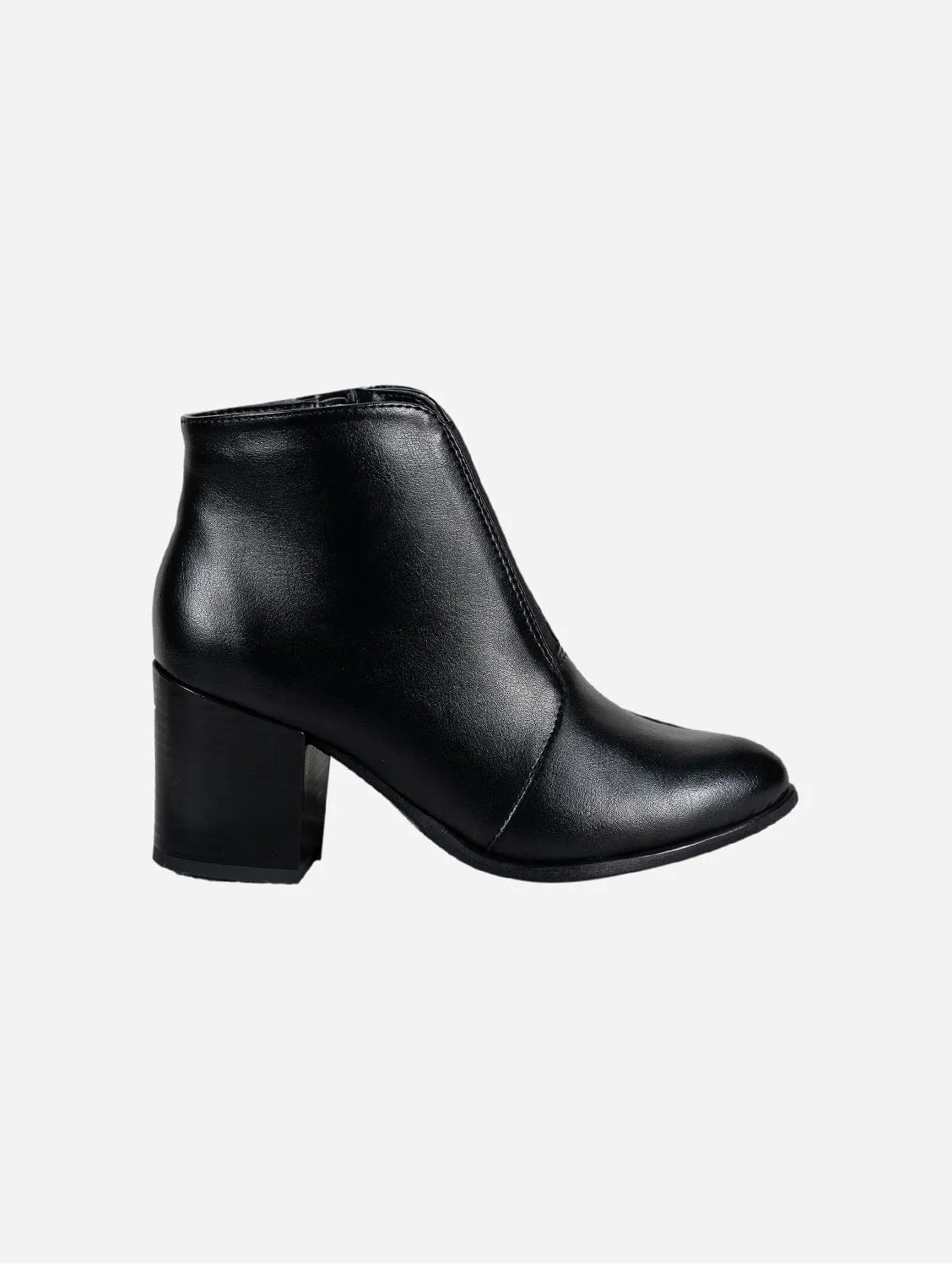 Hana Vegan Leather Heeled Ankle Boots | Black