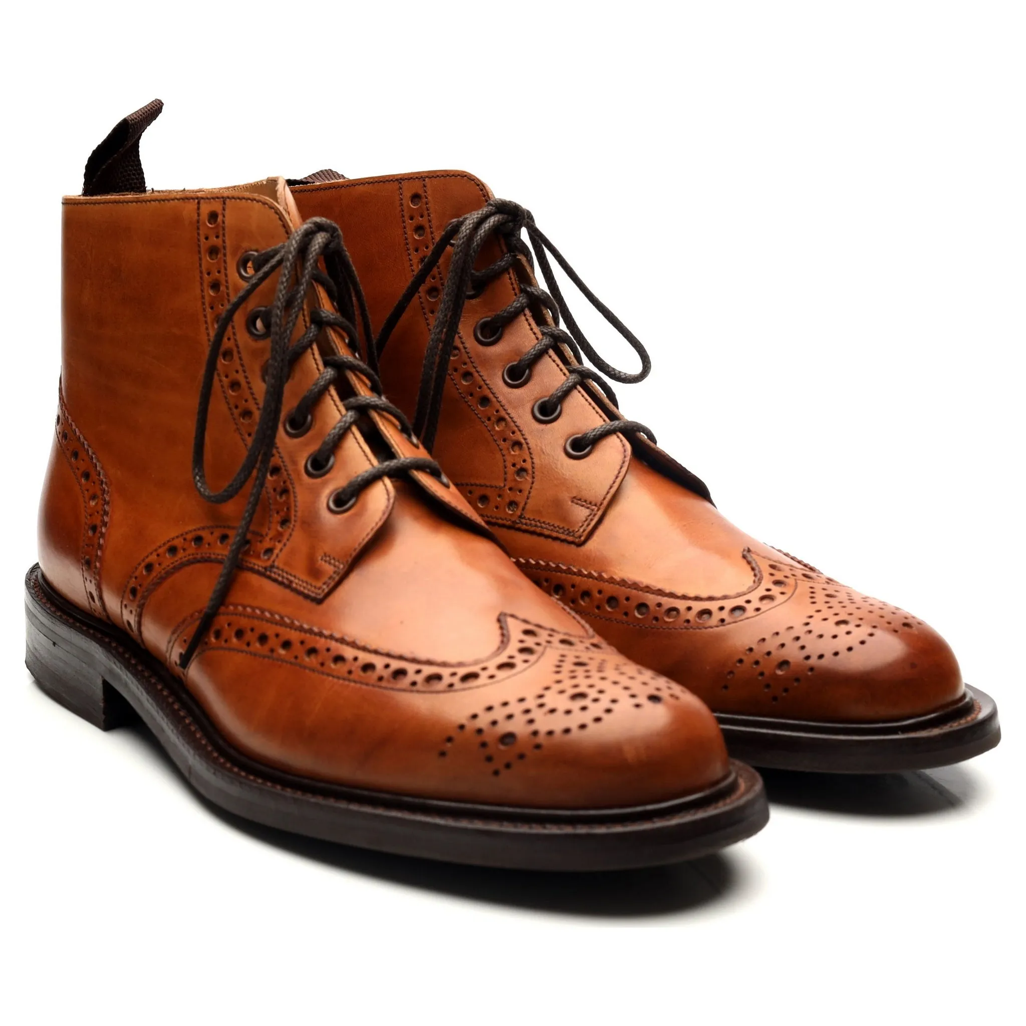 'Harrison' Tan Brown Leather Boots Brogues UK 9.5 F