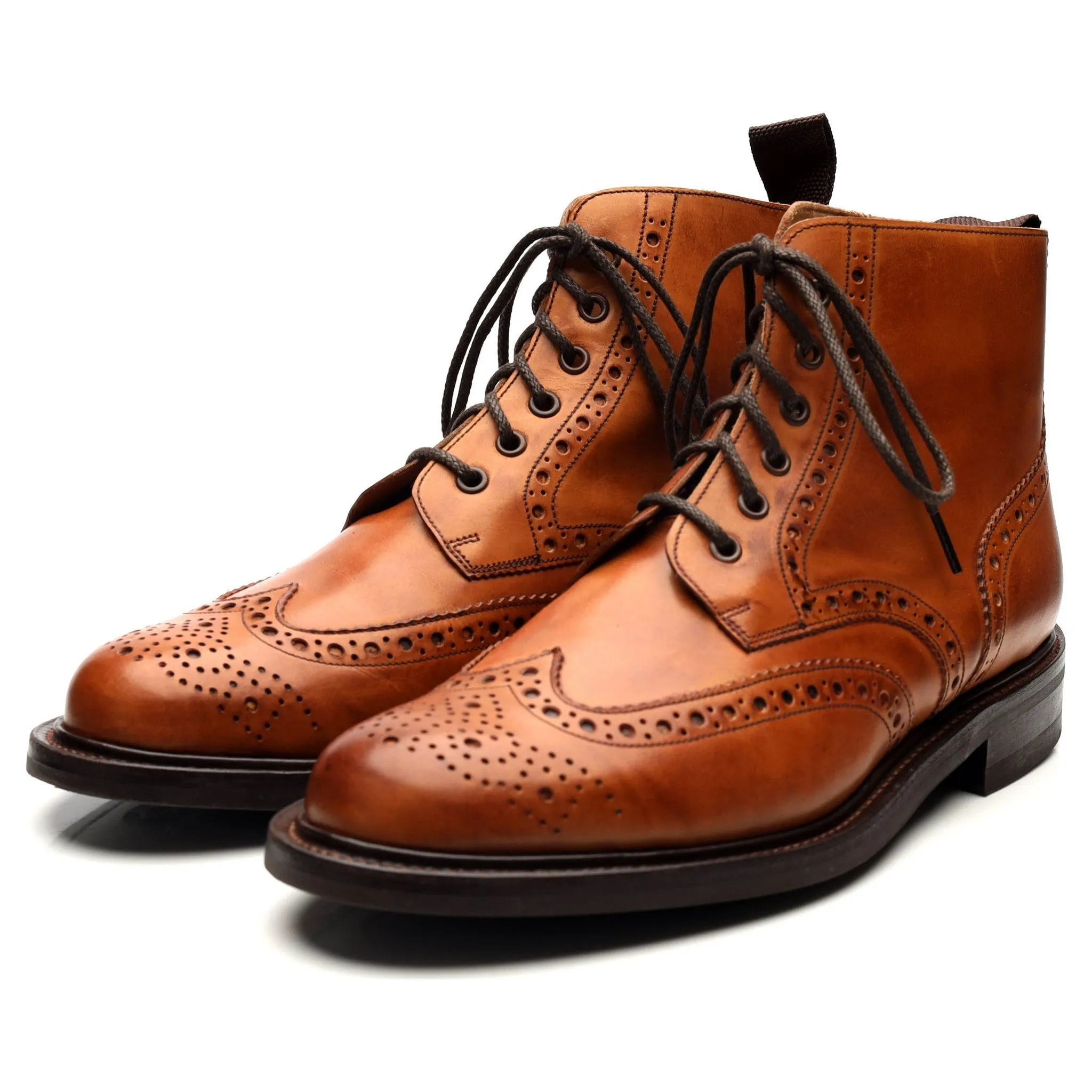 'Harrison' Tan Brown Leather Boots Brogues UK 9.5 F