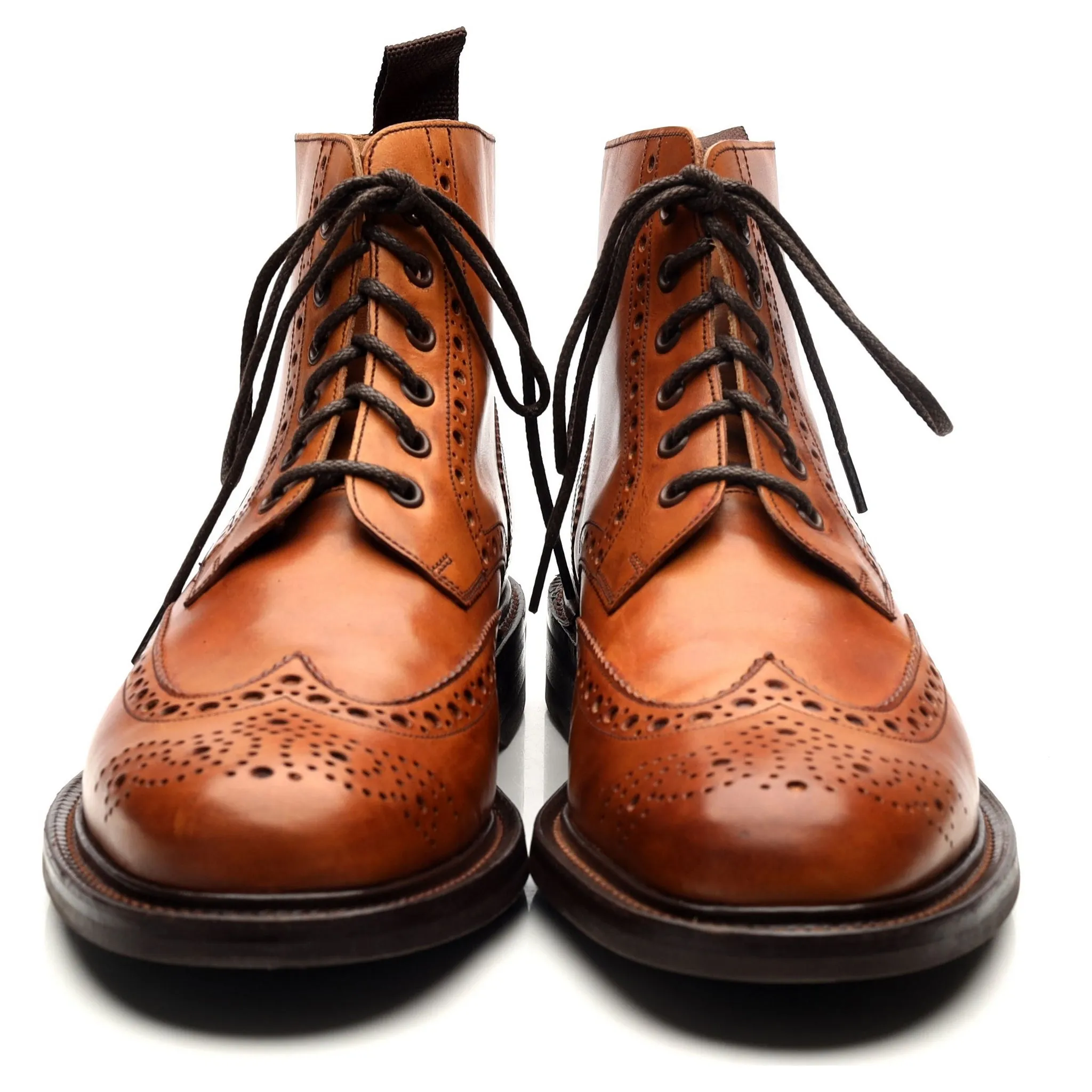 'Harrison' Tan Brown Leather Boots Brogues UK 9.5 F