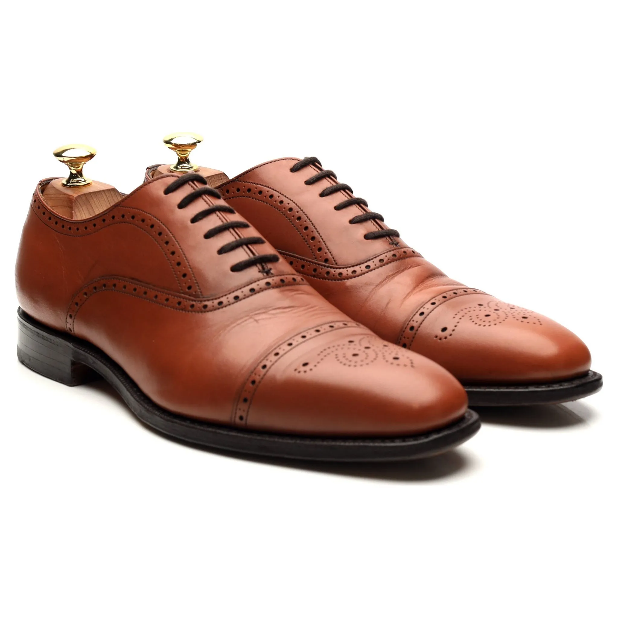 'Hawthorn' Tan Brown Leather Oxford Brogues UK 8 F