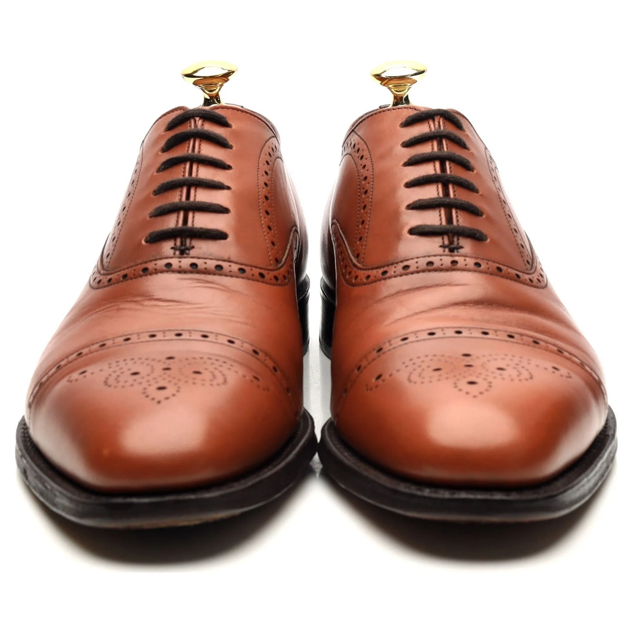 'Hawthorn' Tan Brown Leather Oxford Brogues UK 8 F