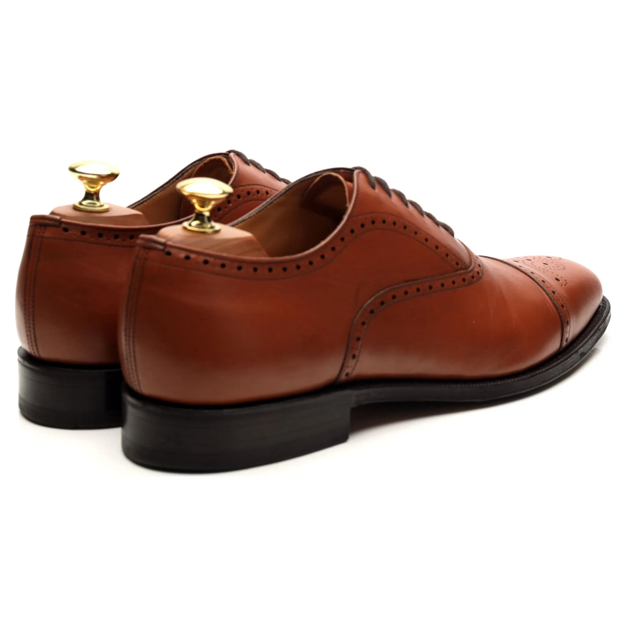 'Hawthorn' Tan Brown Leather Oxford Brogues UK 8 F