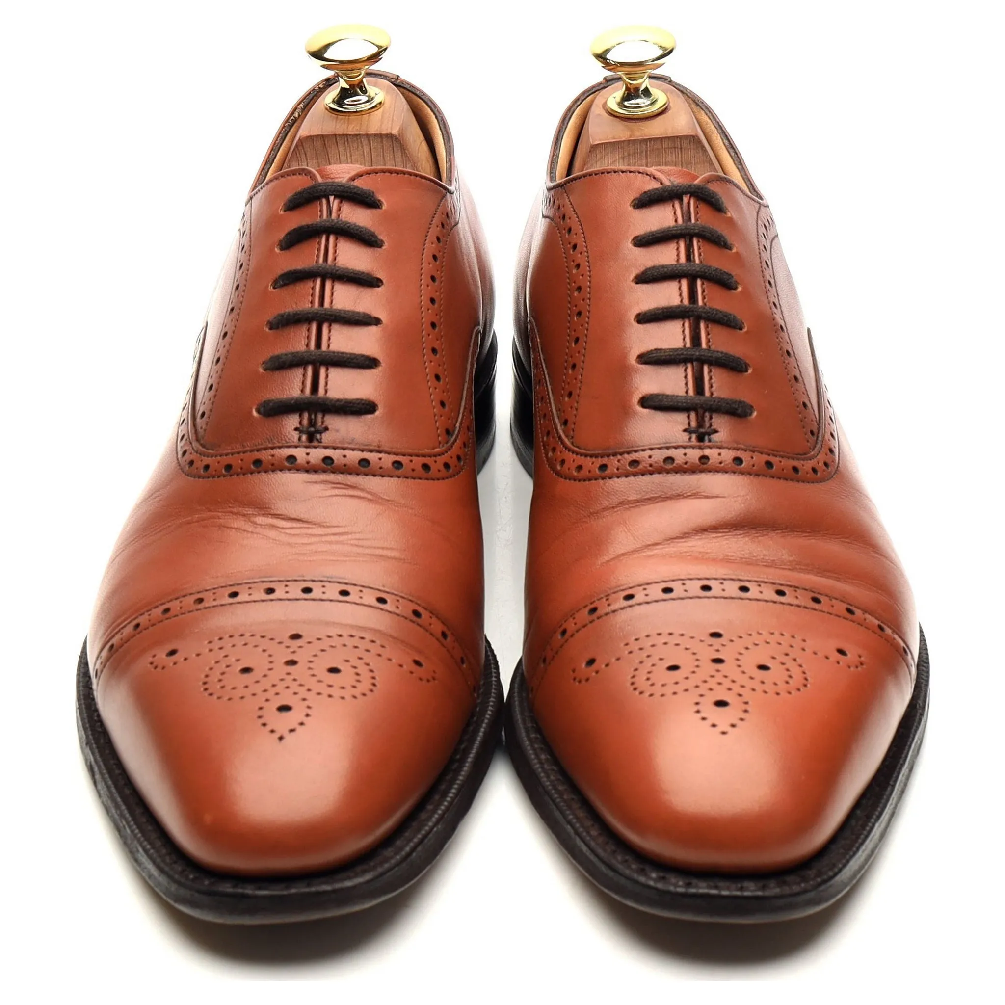 'Hawthorn' Tan Brown Leather Oxford Brogues UK 8 F