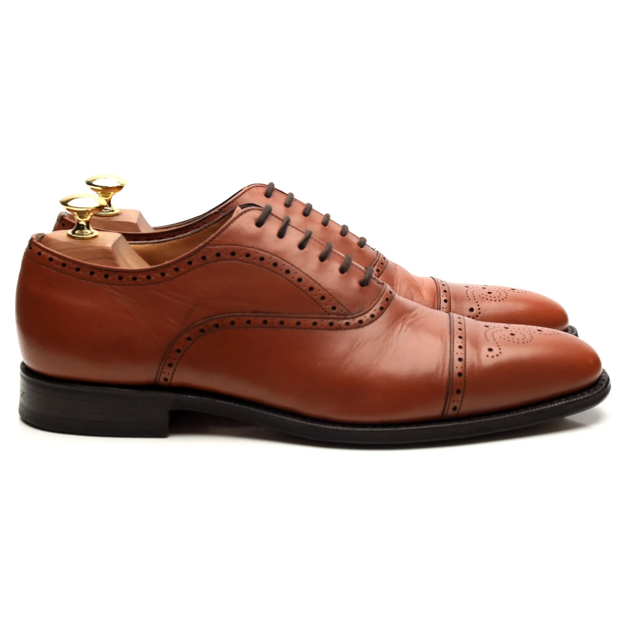 'Hawthorn' Tan Brown Leather Oxford Brogues UK 8 F