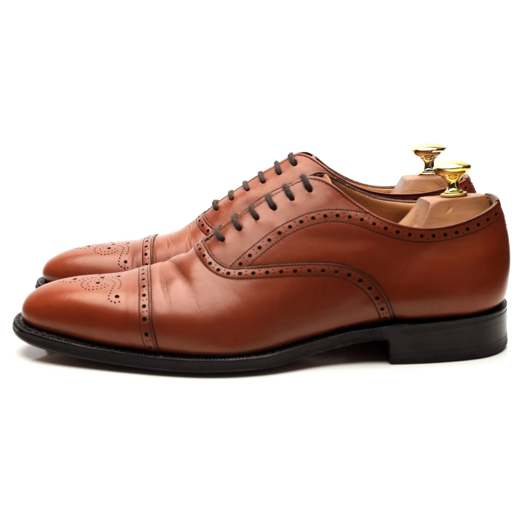 'Hawthorn' Tan Brown Leather Oxford Brogues UK 8 F