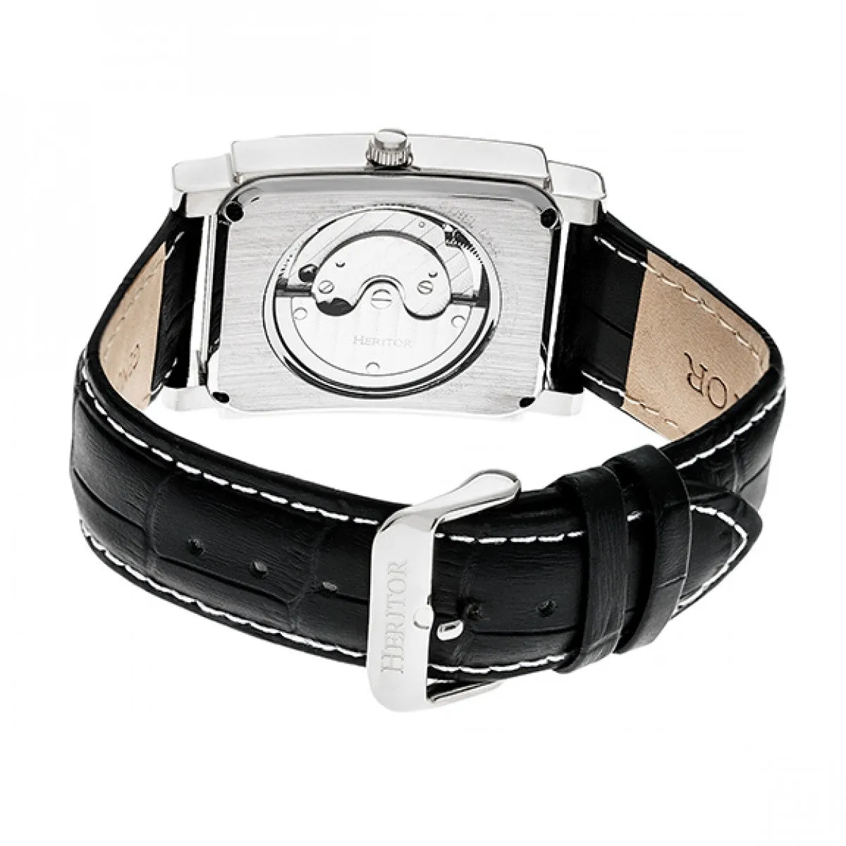 Heritor Automatic Frederick Leather-Band Watch - Silver/Black