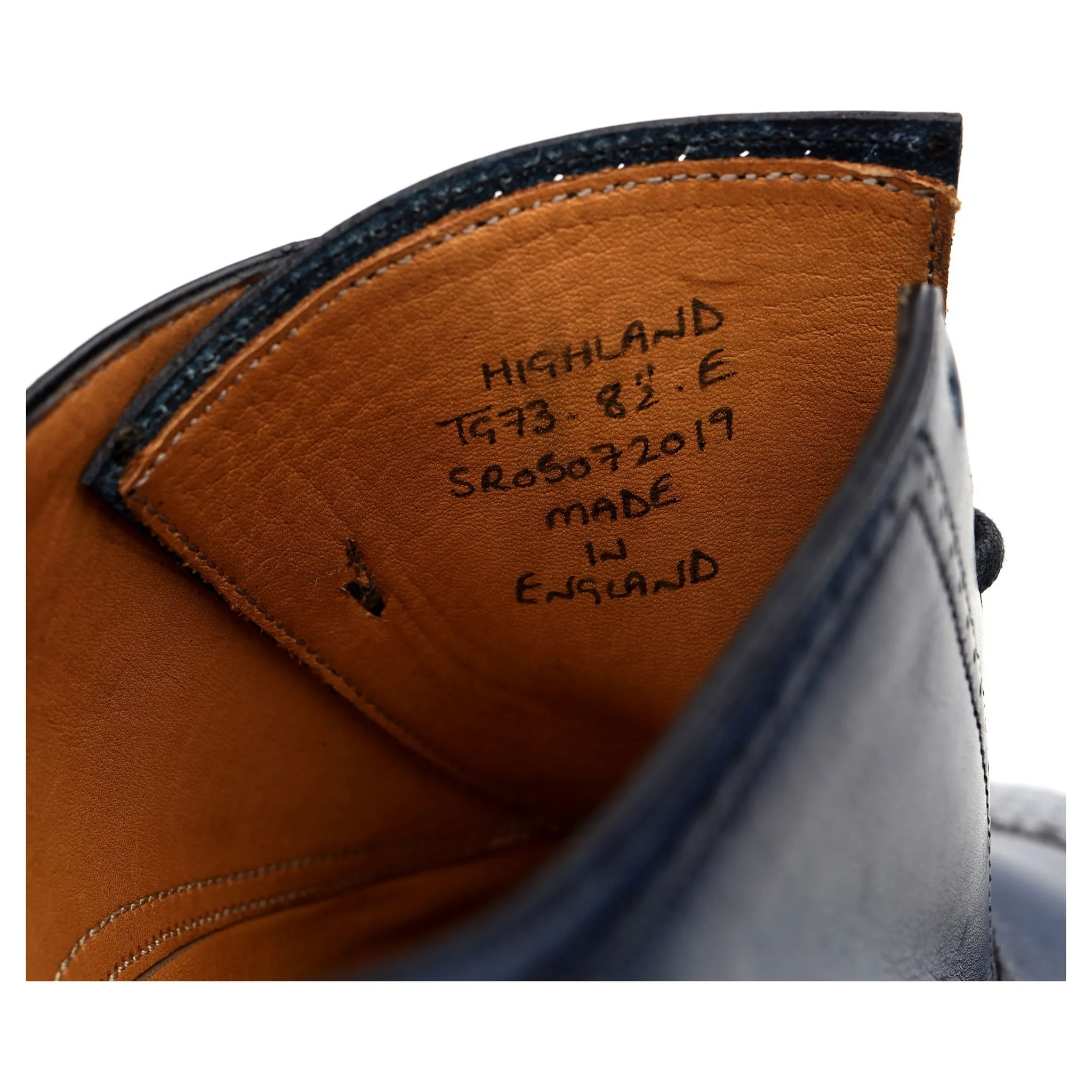 'Highland' Blue Leather Oxford Brogues UK 8.5 E