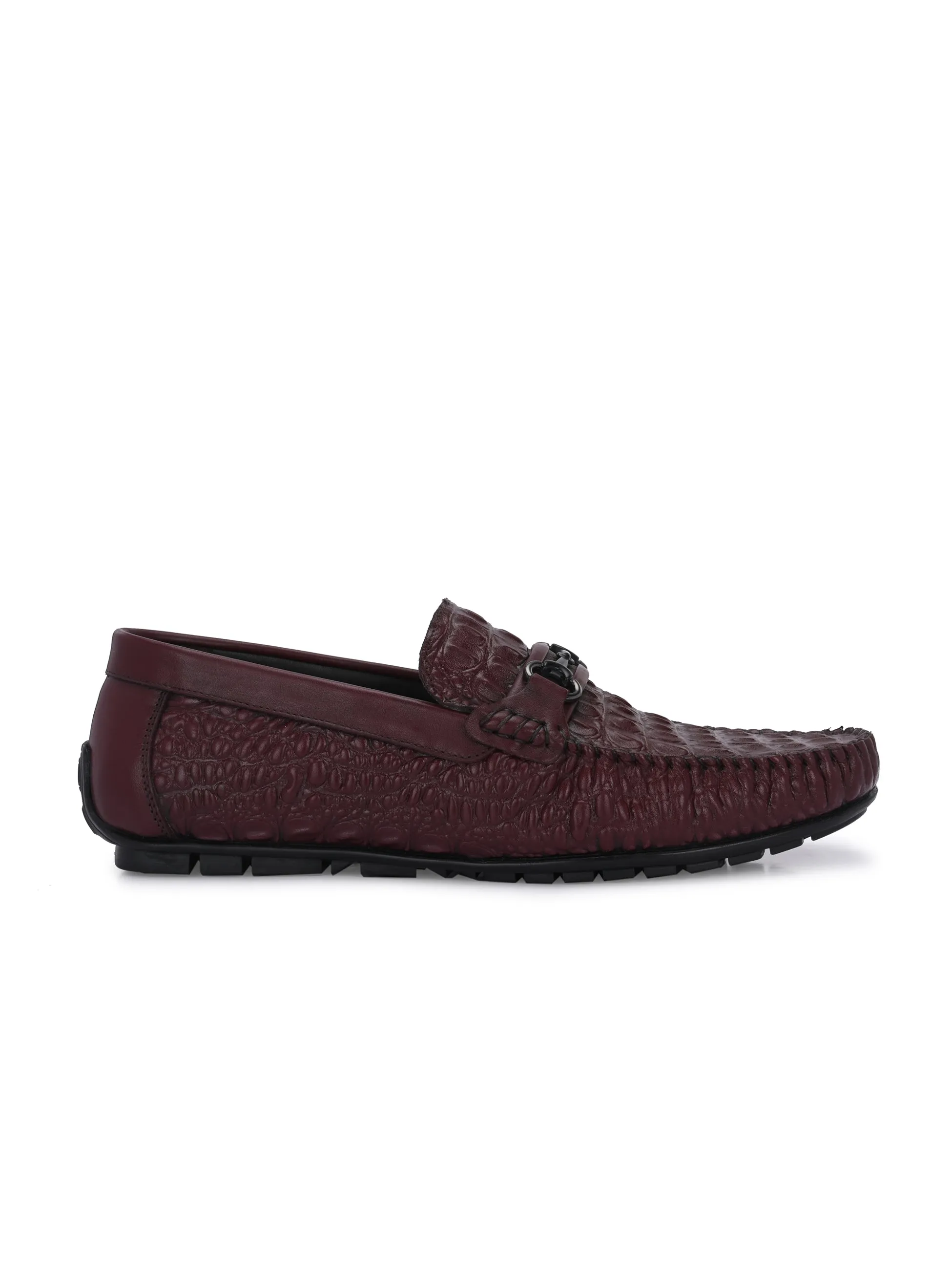 Hitz Men's Cherry Leather Casual Slip on Loafers