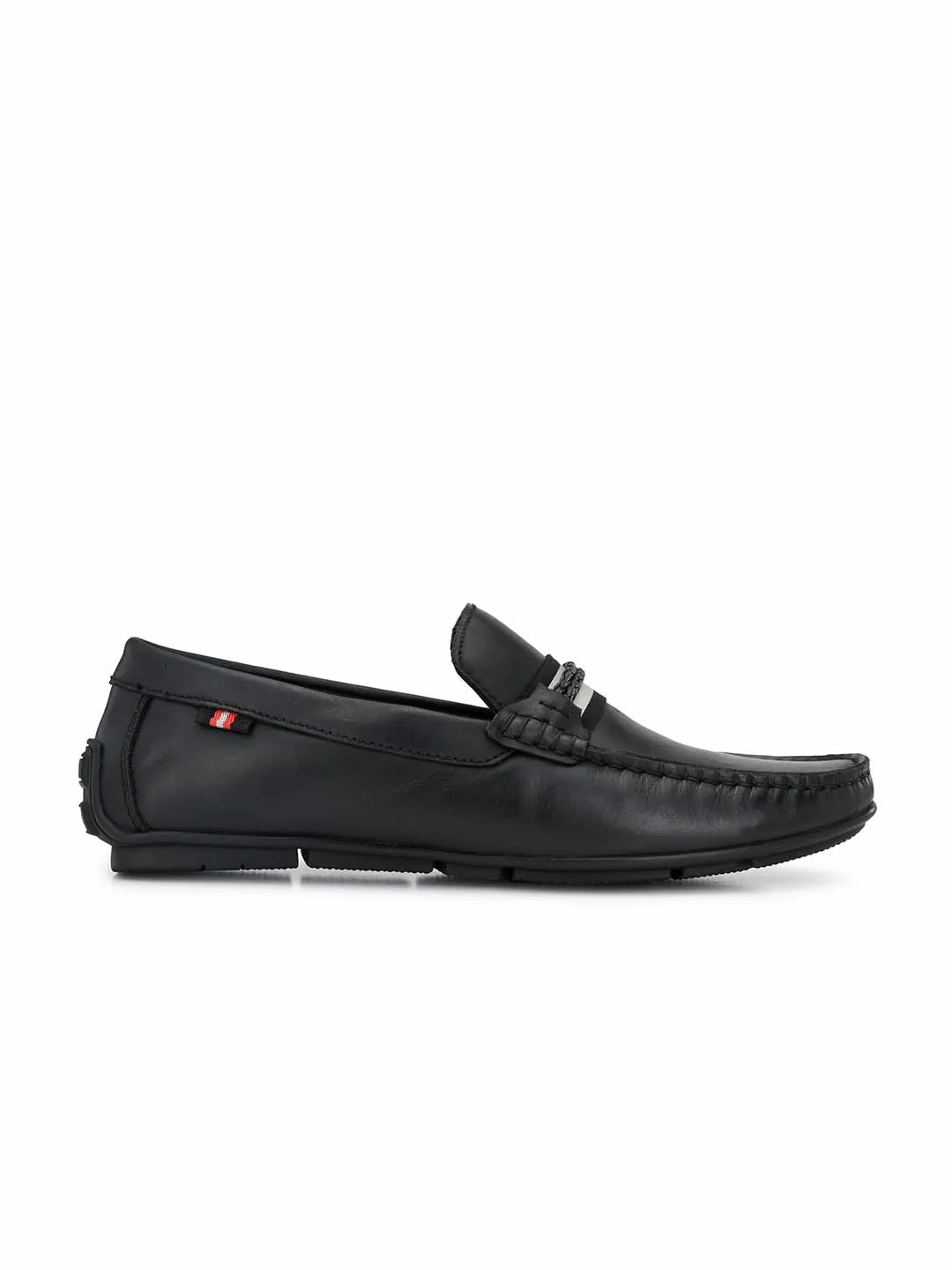 HITZ8303 Men's Black Leather Casual Slip-On Shoes