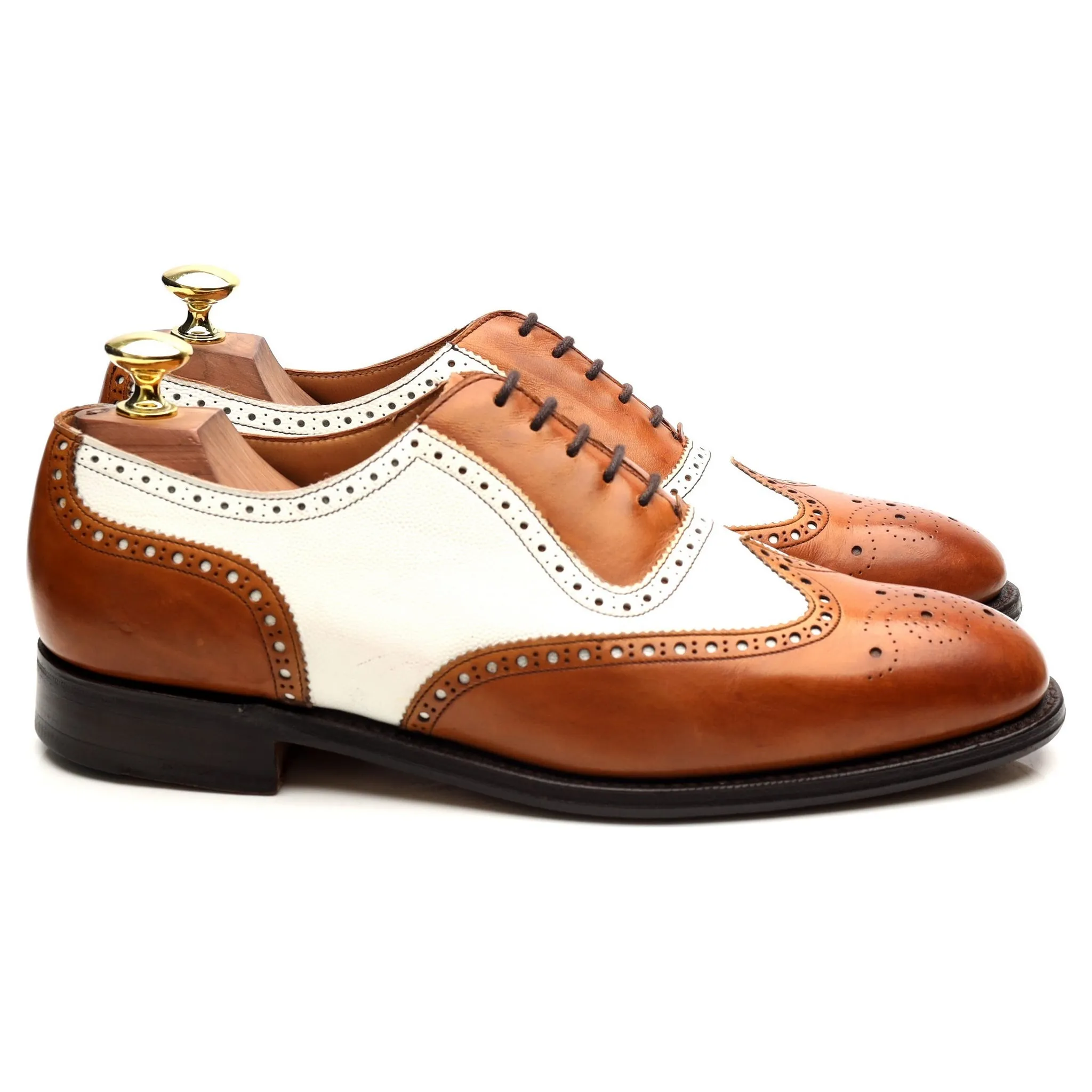 'Hyde' Tan Brown Brown White Leather Spectator Brogues UK 7 F