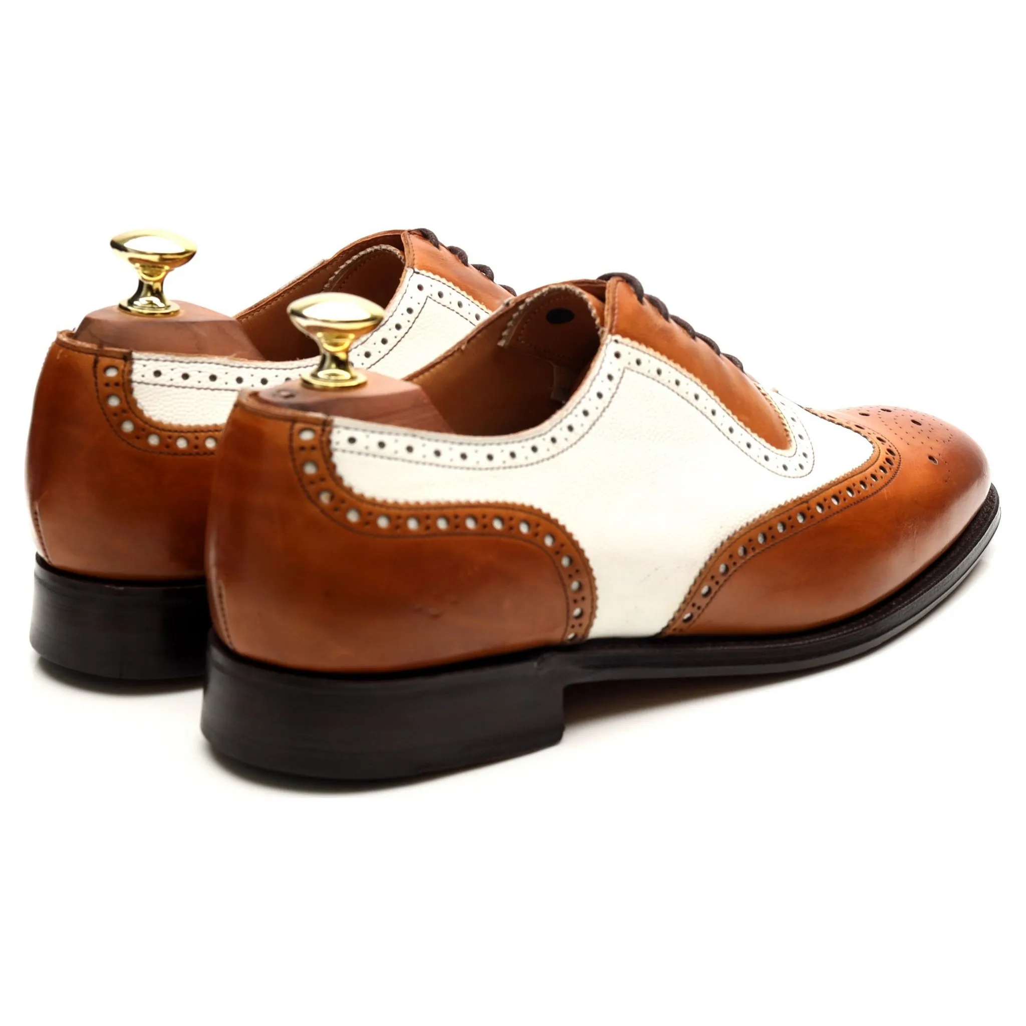 'Hyde' Tan Brown Brown White Leather Spectator Brogues UK 7 F