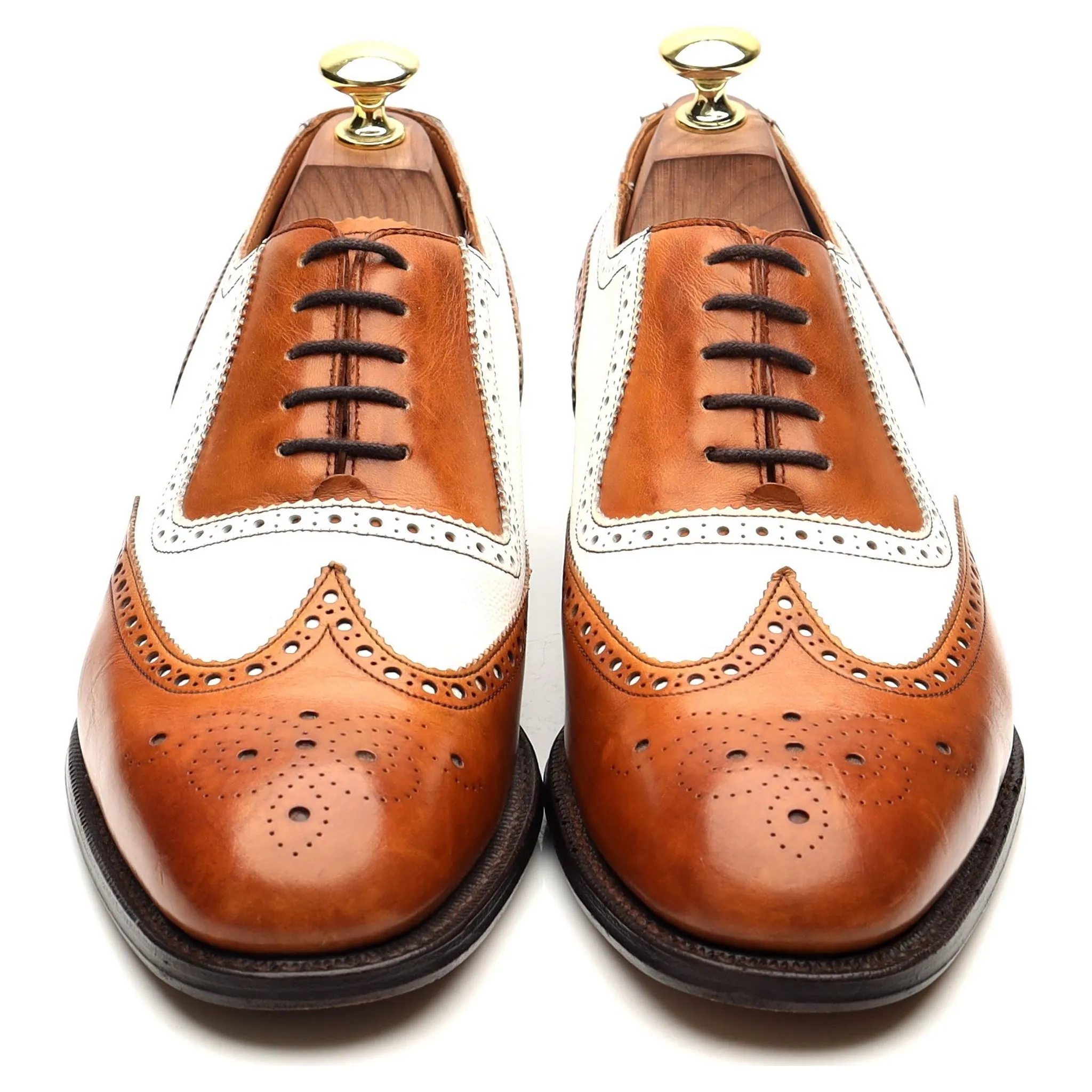 'Hyde' Tan Brown Brown White Leather Spectator Brogues UK 7 F