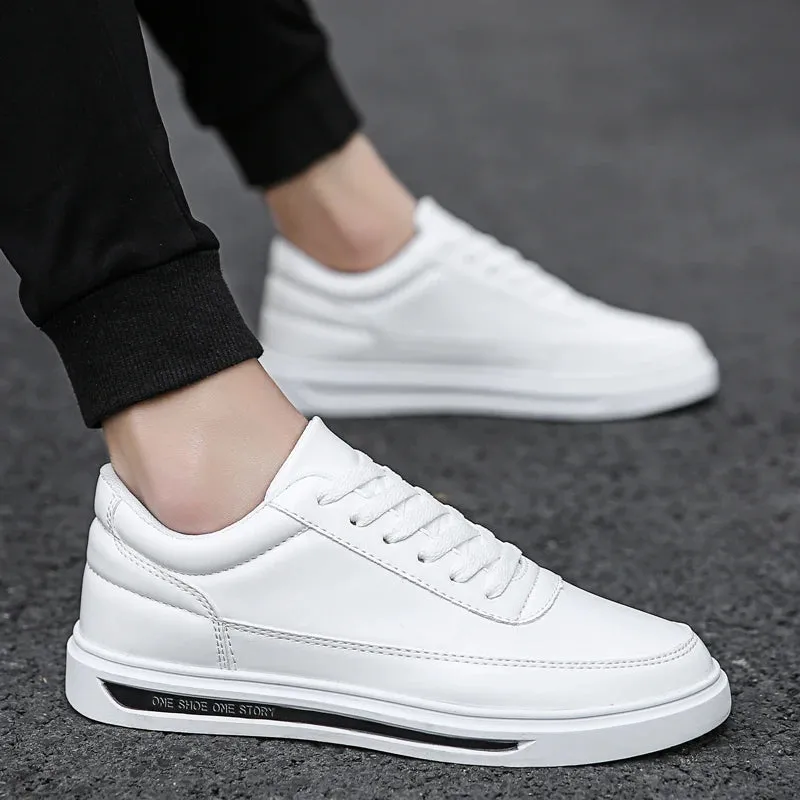 Ilooove Men Shoes Leather Casual Shoes Classics Slip on for Work Bussiness Office Driving Sneaker Ventilate  Versatile Little White