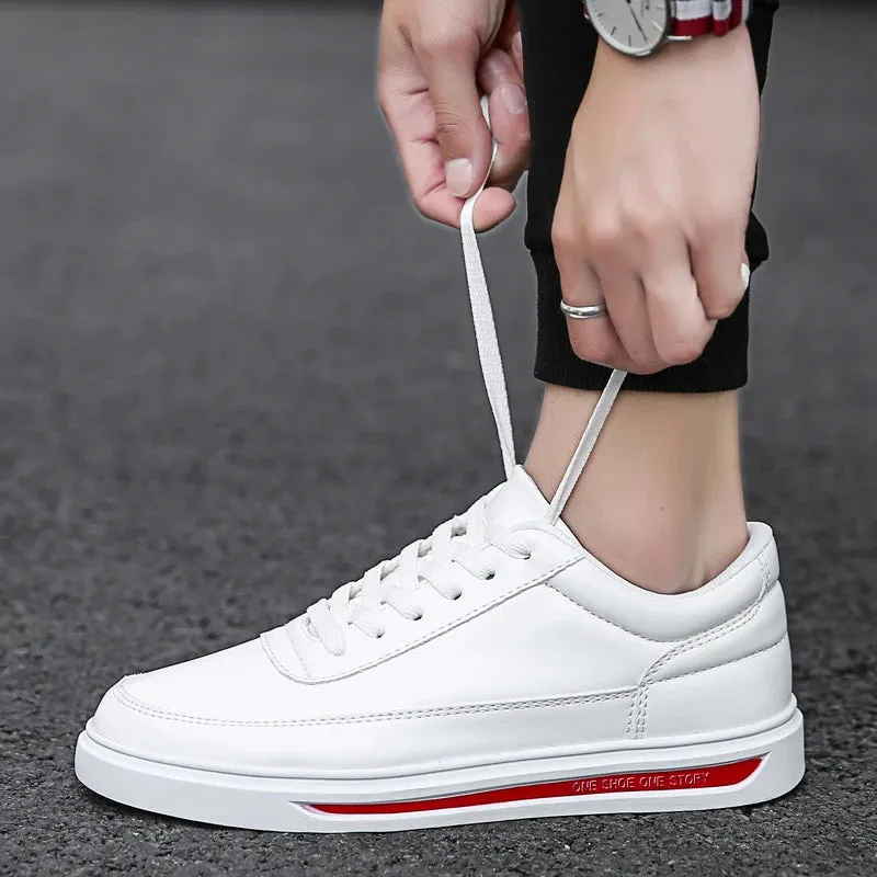 Ilooove Men Shoes Leather Casual Shoes Classics Slip on for Work Bussiness Office Driving Sneaker Ventilate  Versatile Little White