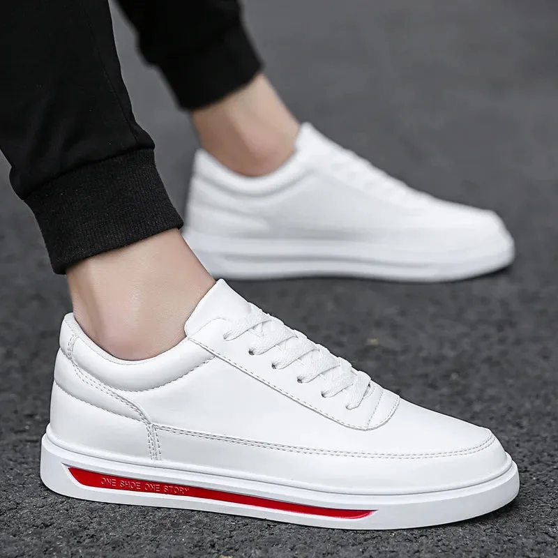 Ilooove Men Shoes Leather Casual Shoes Classics Slip on for Work Bussiness Office Driving Sneaker Ventilate  Versatile Little White