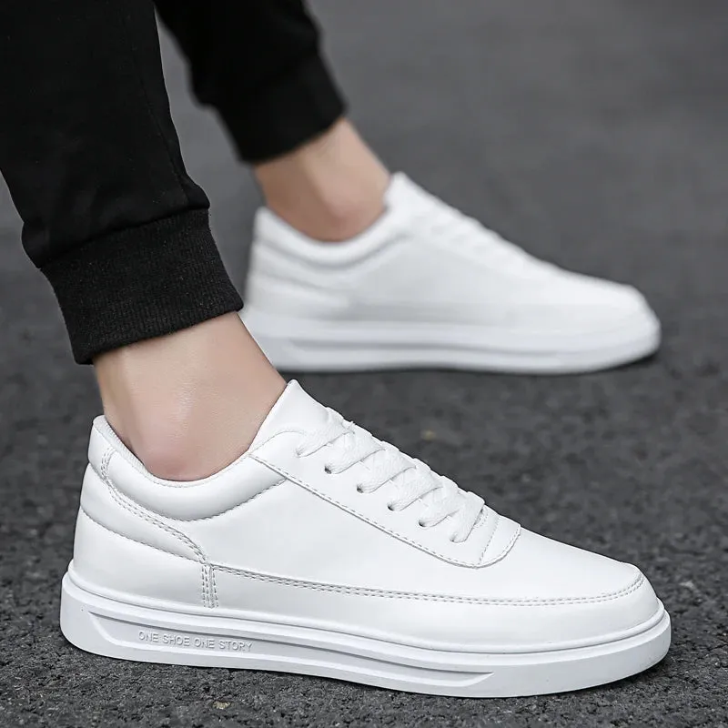 Ilooove Men Shoes Leather Casual Shoes Classics Slip on for Work Bussiness Office Driving Sneaker Ventilate  Versatile Little White