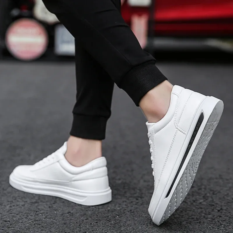 Ilooove Men Shoes Leather Casual Shoes Classics Slip on for Work Bussiness Office Driving Sneaker Ventilate  Versatile Little White