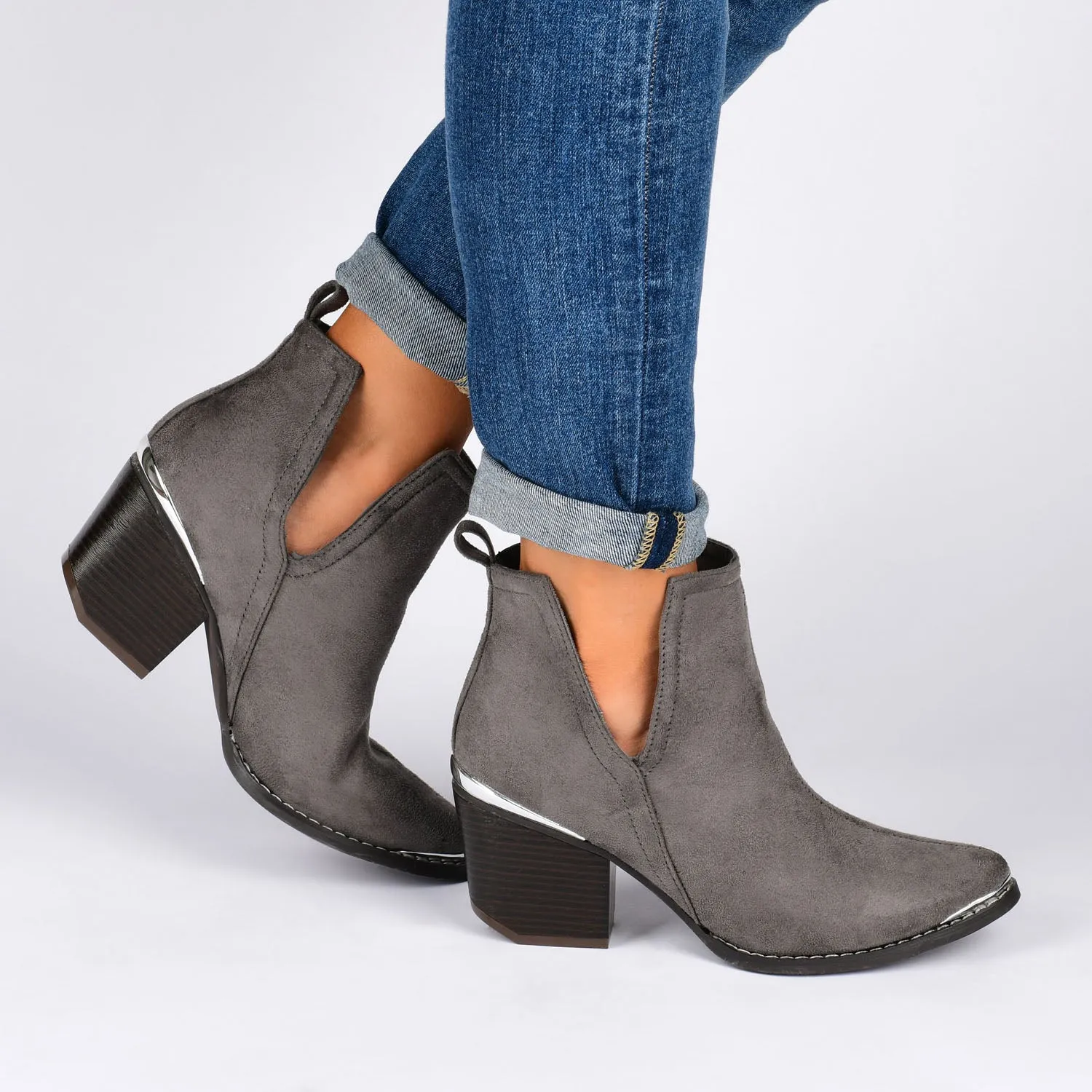 ISSLA CUTOUT BOOTIES IN FAUX SUEDE