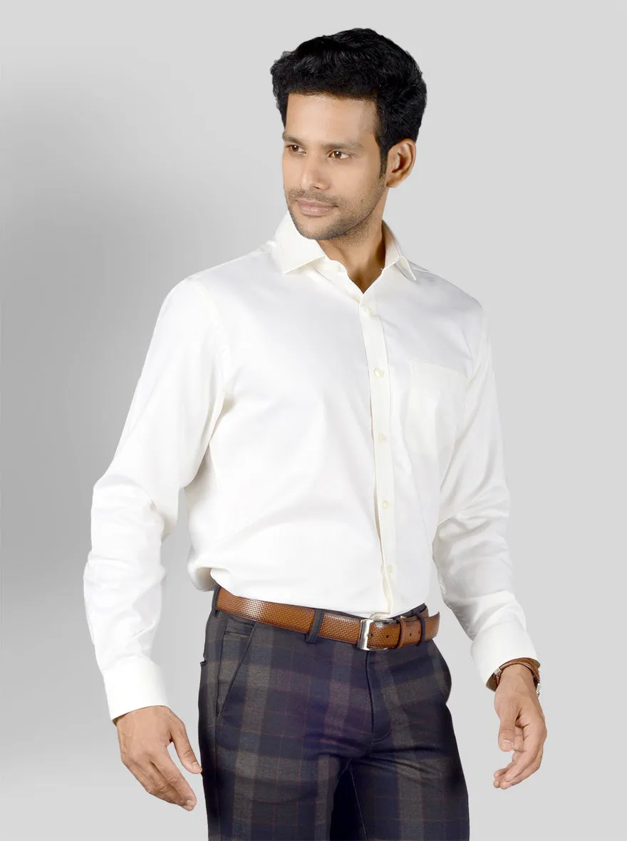 Ivory Dobby Regular Fit Formal Shirt | JadeBlue