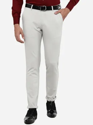 Ivory Grey Solid Slim Fit Club Wear Trouser | JB Studio