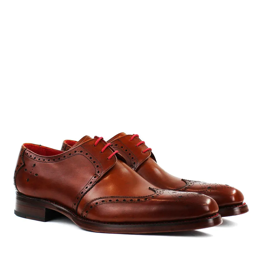 Jeffery West - Bay Dexter Semi Brogue Derby Shoes in Caramel