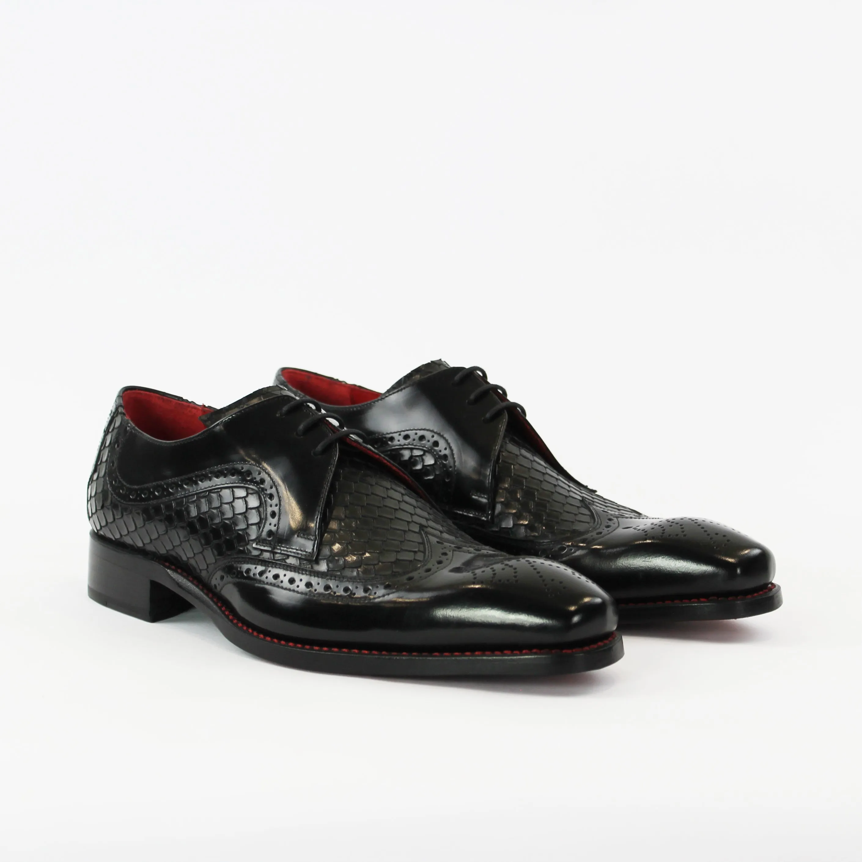 Jeffery West - Bold Hendrix Brogue Derby Shoes in Black