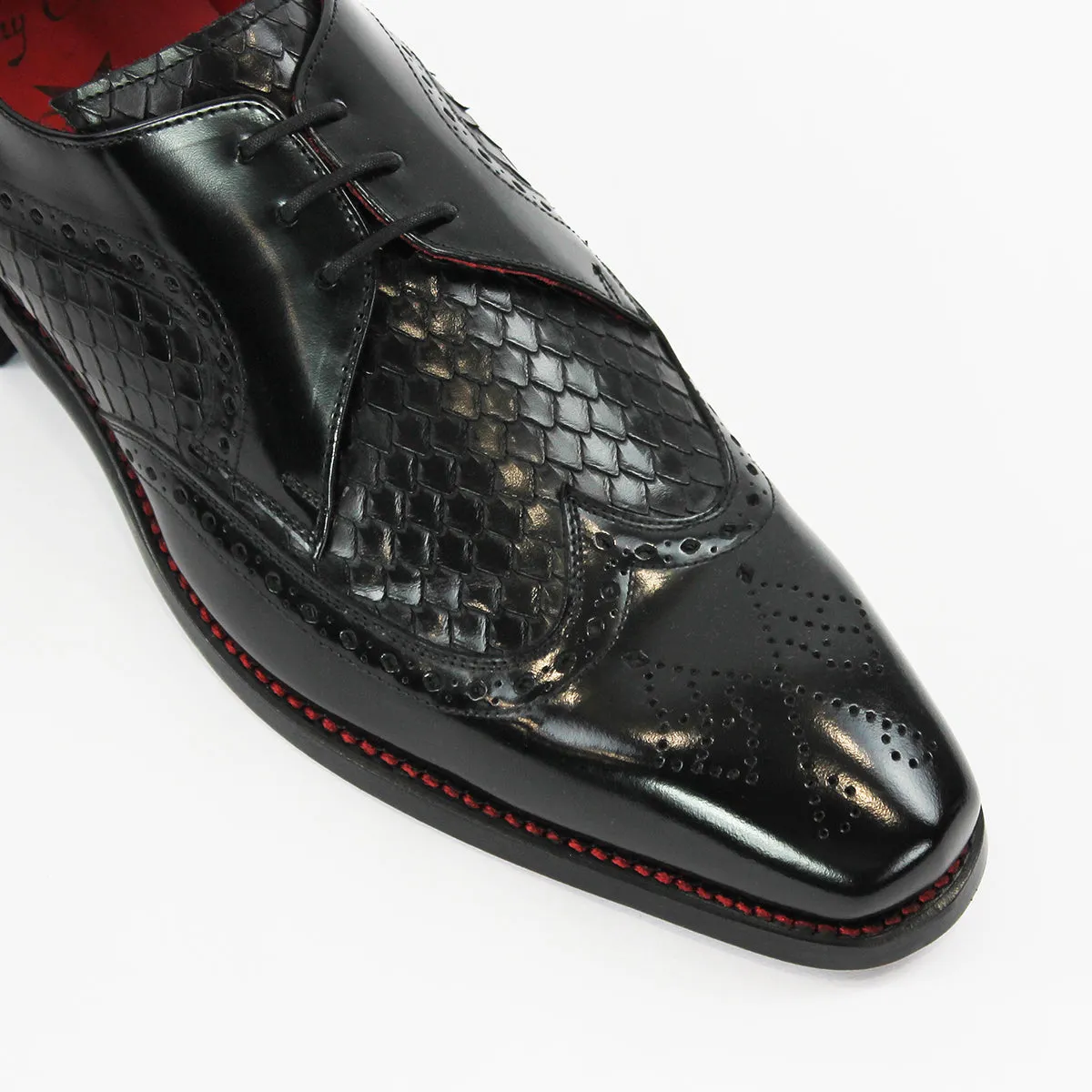 Jeffery West - Bold Hendrix Brogue Derby Shoes in Black