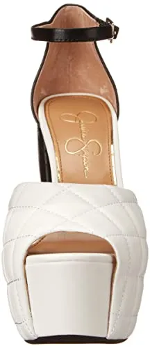 Jessica Simpson Women's Dameka Ankle Strap Platform Sandal Wedge, Bright White, 9