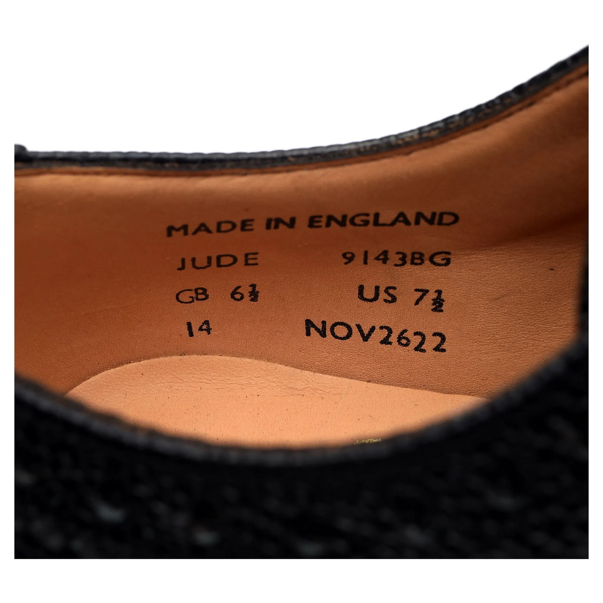 'Jude' Black Leather Derby Brogues UK 6.5