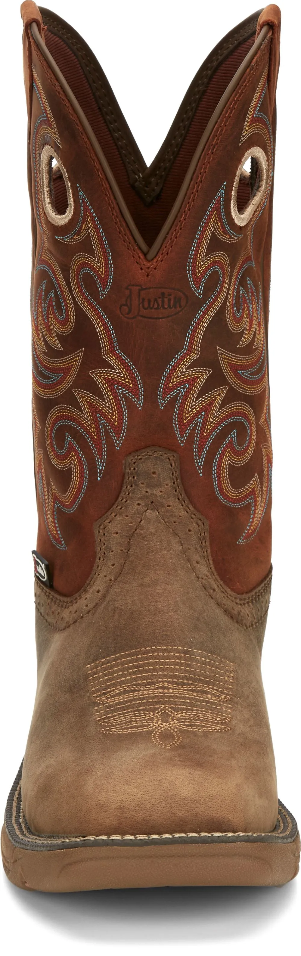 'Justin' Men's 11" Rush Western Square Toe - Peanut Tan / Bronze Orange