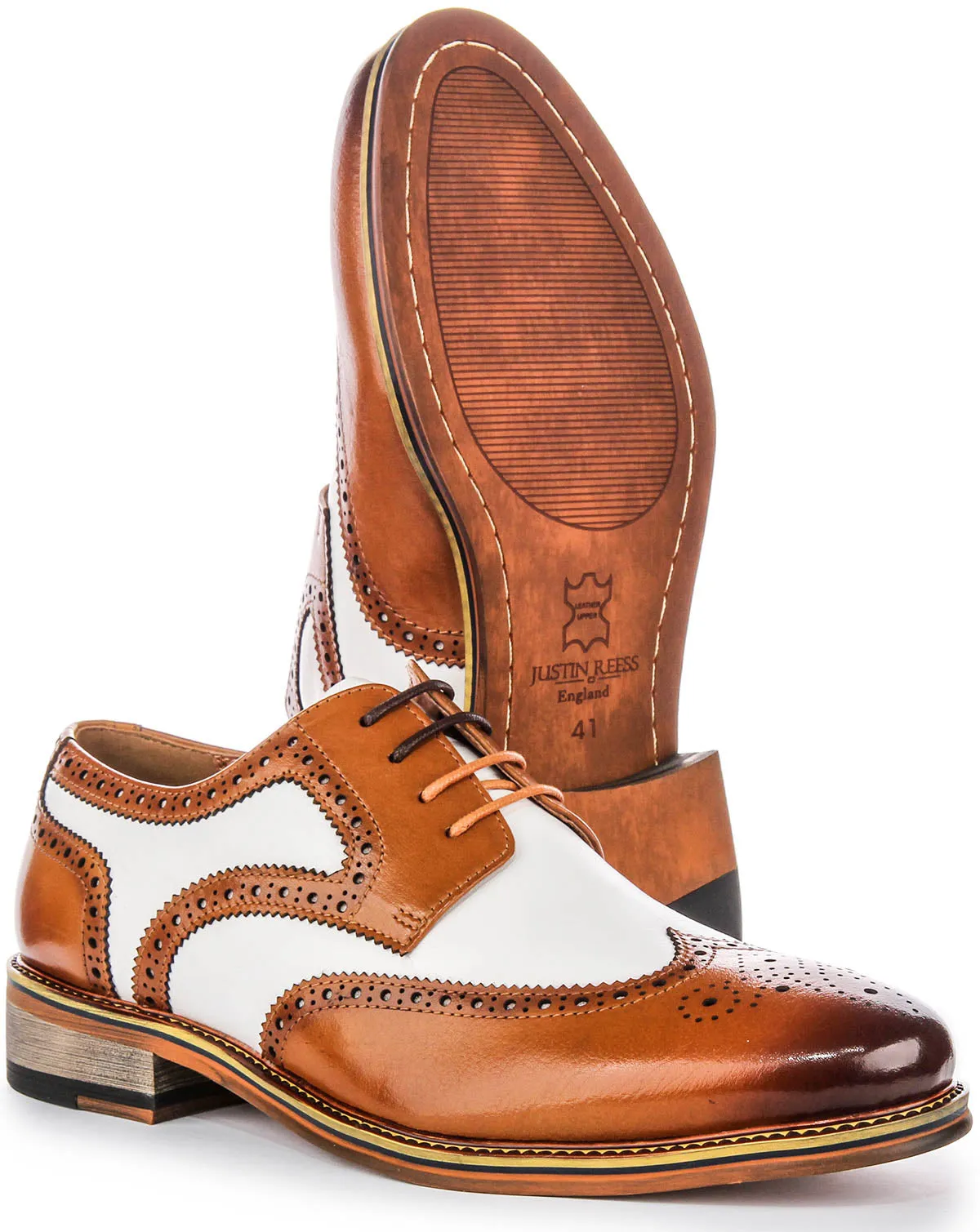 Justinreess England Brogues In Brown White For Men