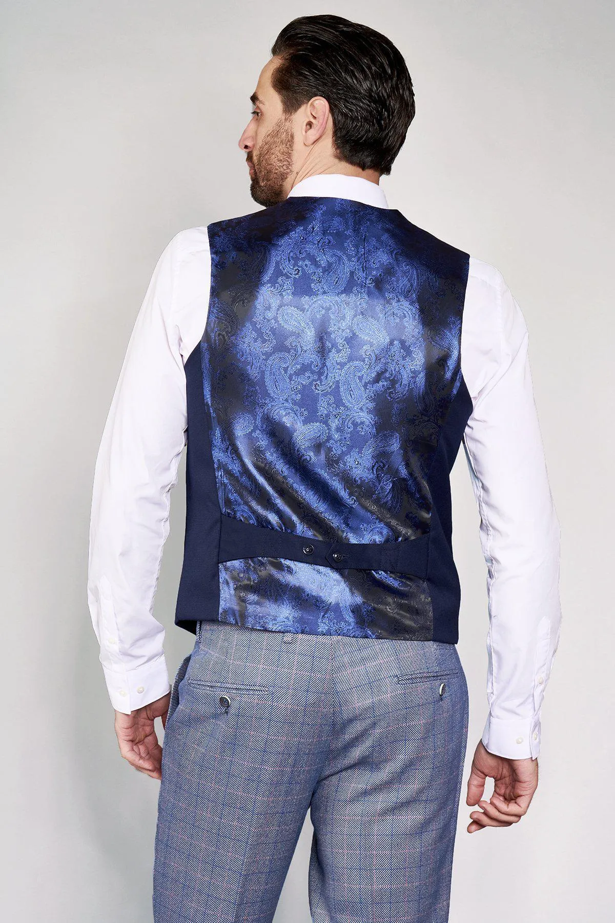 KELLY - Blue Double Breasted Waistcoat