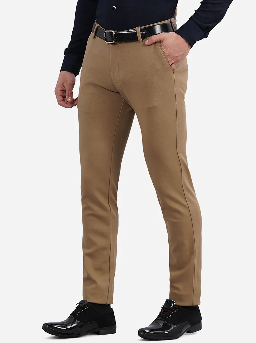 Khaki Solid Slim Fit Club Wear Trouser | JB Studio